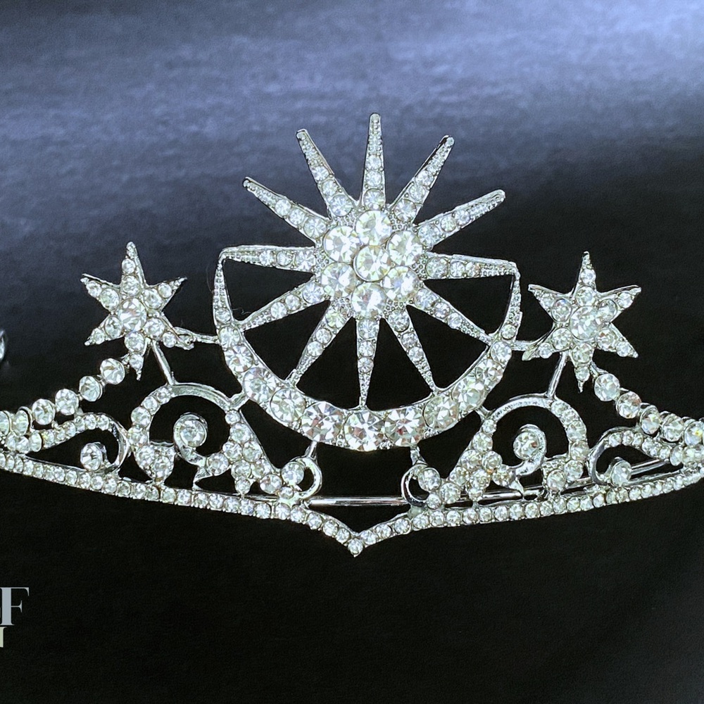 Sparkling Silver Star and Moon Tiara
